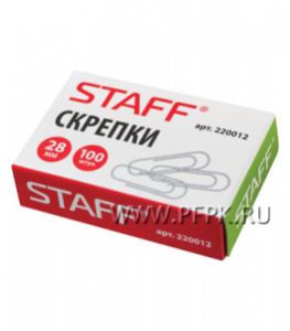 Скрепки металл 28мм (уп. 100 шт) STAFF (220-012) [1/144]