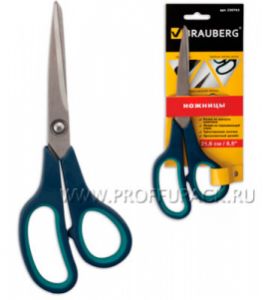 Ножницы BRAUBERG Soft Grip 216мм (230-763) [12/144]