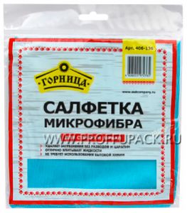 Салфетка из микрофибры для стекол и зеркал 35х35 ГОРНИЦА (406-136) [1/50]