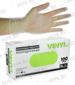 Перчатки виниловые (уп. 100шт./50пар) XL-(CTPVNXL1000) [1/10]