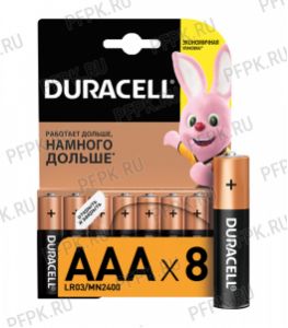 Батарейки DURACELL LR3 (ААА) алкалин (блистер 8 шт) [8/80]